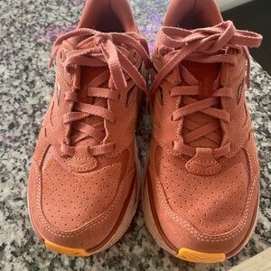 Authentic Hoka U Clifton L Suede Baked Clay Women Size 6 Men's 5 Running Shoes